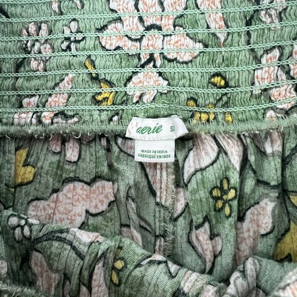Aerie Green Floral Viscose Lightweight Joggers Pants Drawstring Waist Size Small - Picture 6 of 9